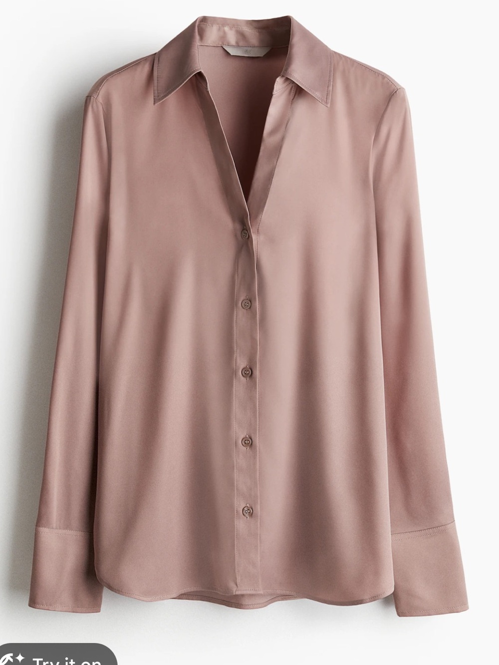 H&M Women's Dusty Rose Satin Button-Down Shirt